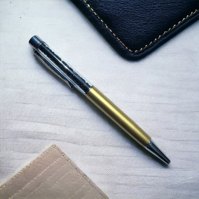 Black Crystal filled Gold Ink Pen